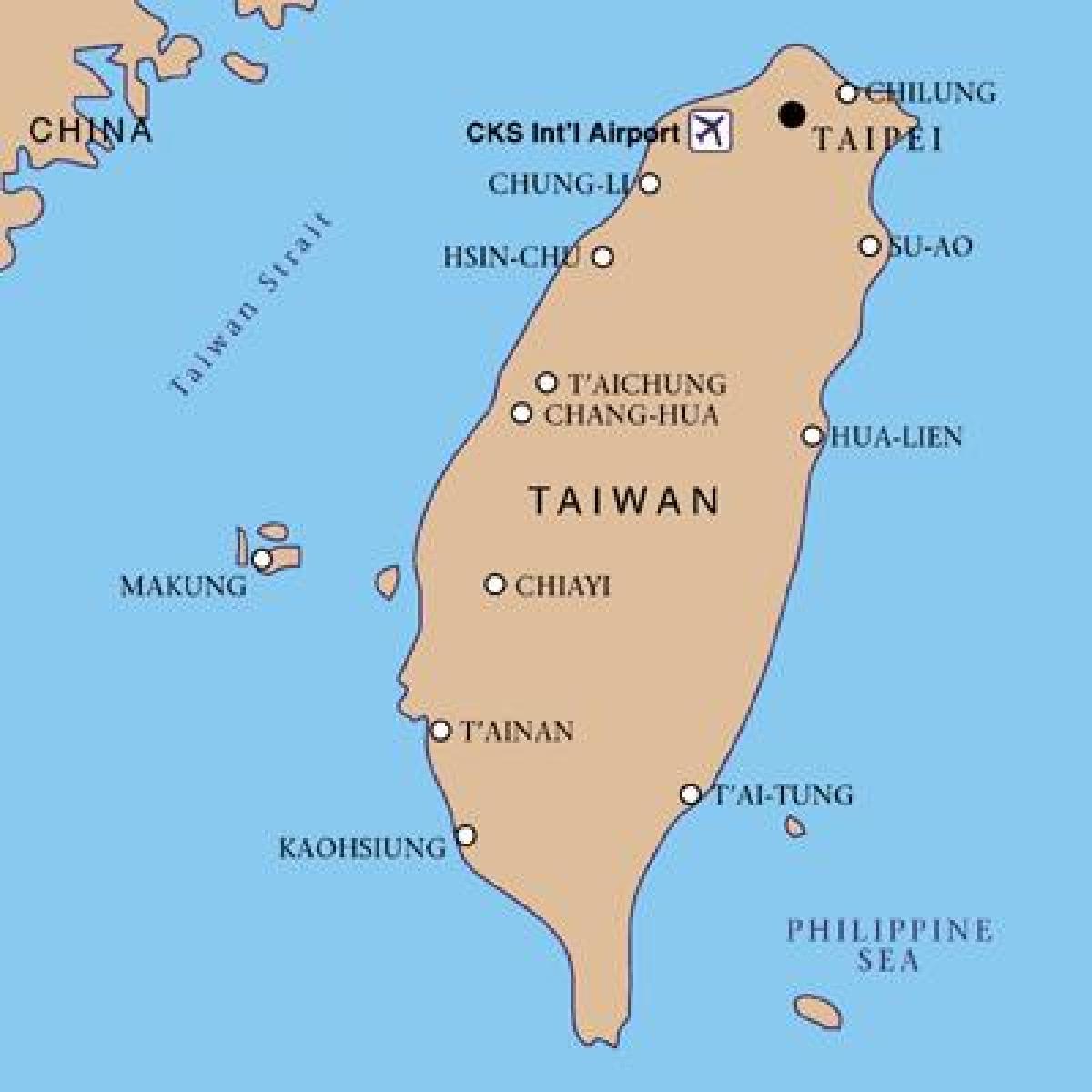 Тайвань международный аэропорта на карте