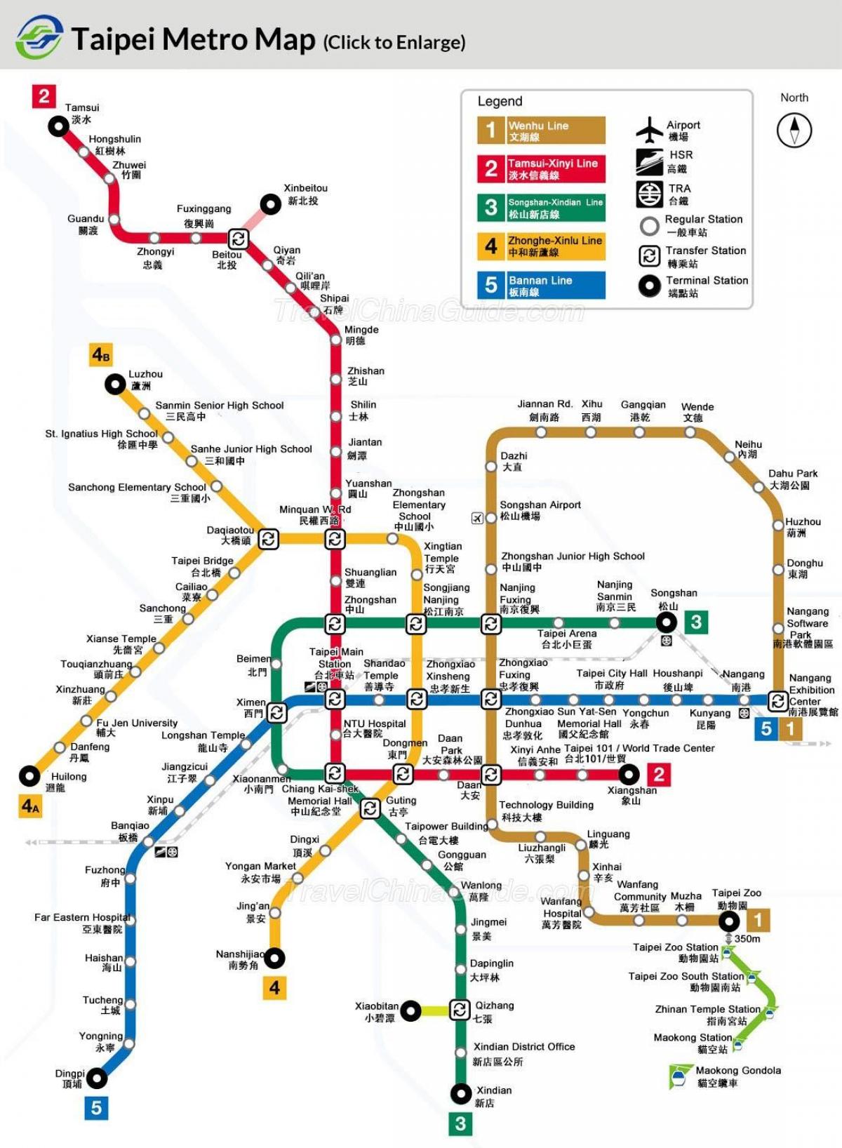 Карта Тайваня метро