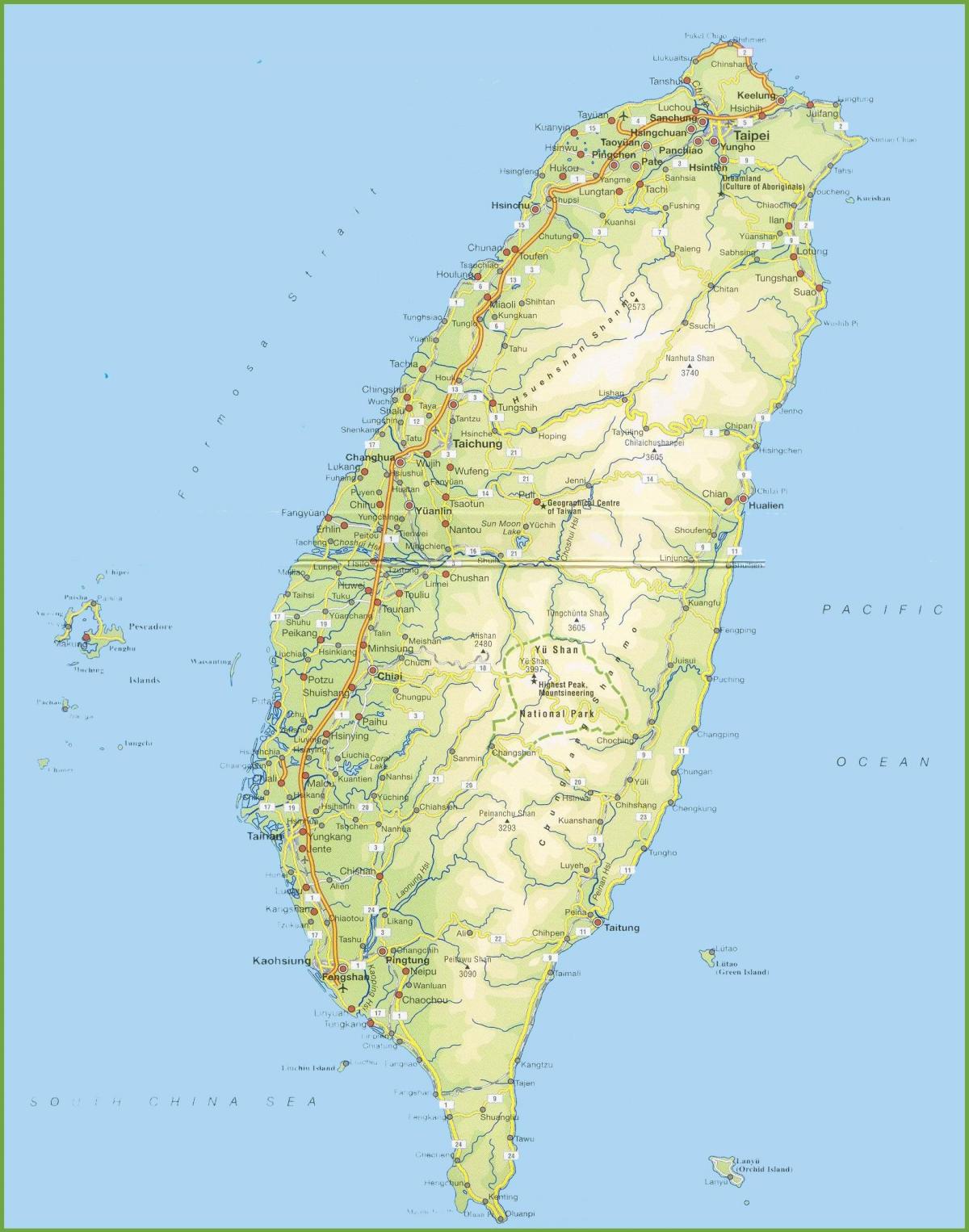 карта Тайваня