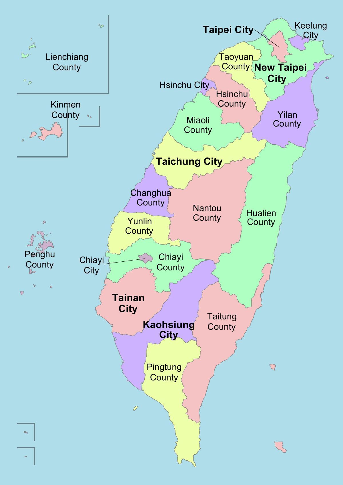 Карта Тайваня район 