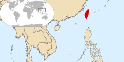 Карта мира, показывающая Тайвань