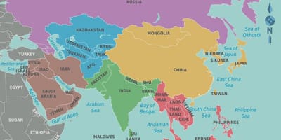 Карта Тайваня и близлежащих странах
