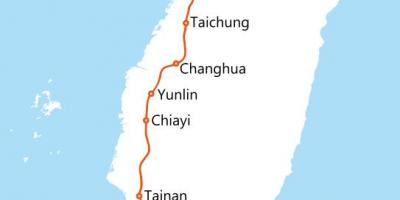 Тайваньской высокоскоростной железнодорожной маршрут на карте
